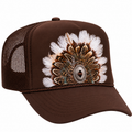 Chocolate Brown Feather Concho Trucker Hat