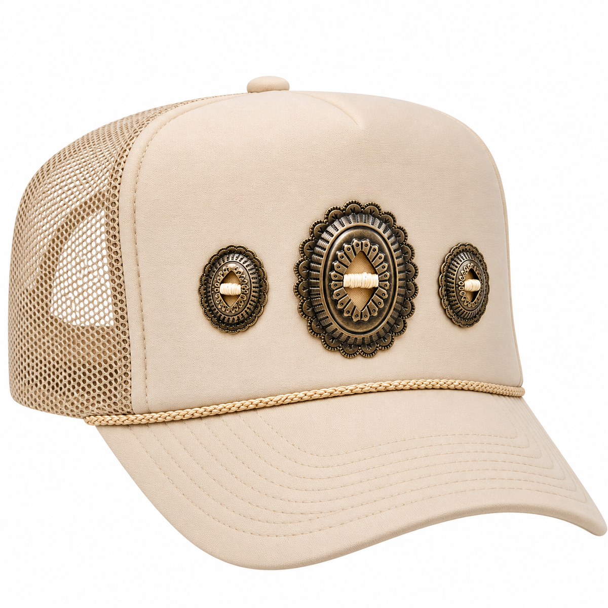 Tan Concho Trucker Hat