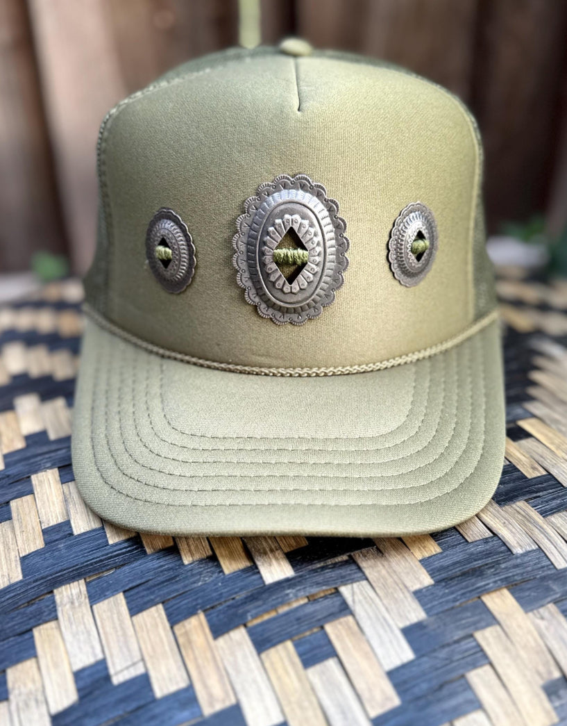 Olive Concho Trucker Hat