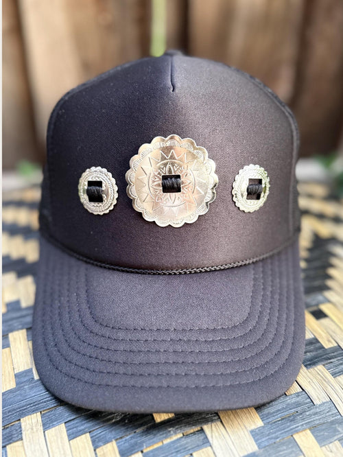 Black Sundial Concho Trucker Hat