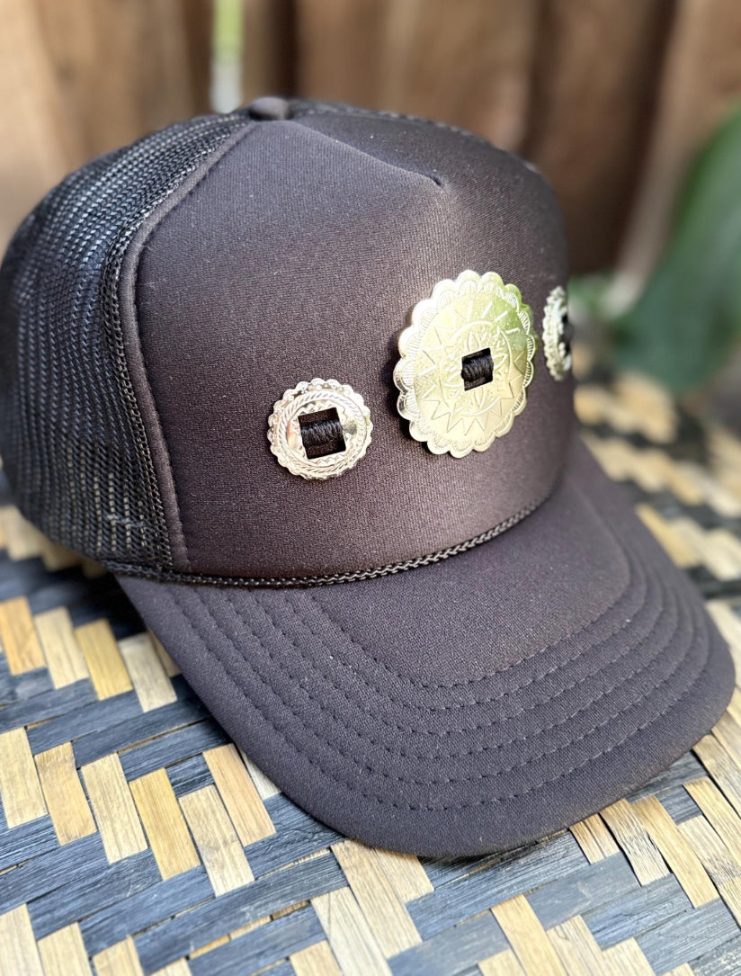 Black Sundial Concho Trucker Hat